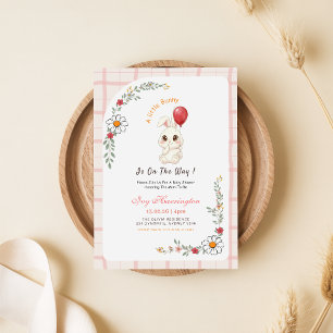 Konijn Gingham Bloemen Meisje Baby Shower Kaart