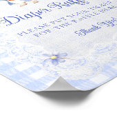 Konijn Gingham Konijn Baby Shower Luier Raffle Poster (Hoek)