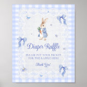 Konijn Gingham Konijn Baby Shower Luier Raffle Poster (Voorkant)