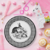 Konijn Gingham Papieren Bordje (Feest)