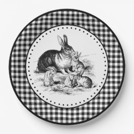 Konijn Gingham Papieren Bordje