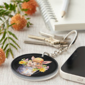 Konijn Graphic voor Meisjes Bloemen Lente Tijd Sleutelhanger (Voorkant Rechts)