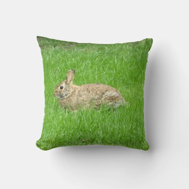 Konijn (Groene gras) Pillow Kussen (Voorkant)