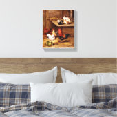 Konijn Haan Boerderij dieren schilderen Canvas Afdruk (Insitu (Slaapkamer))