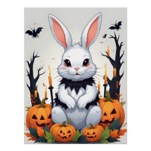 Konijn Halloween Schattige Schattig Funny Animal M Perfect Poster
