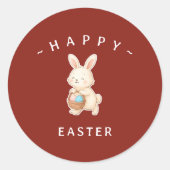 Konijn Happy Pasen Ronde Stickers (Voorkant)