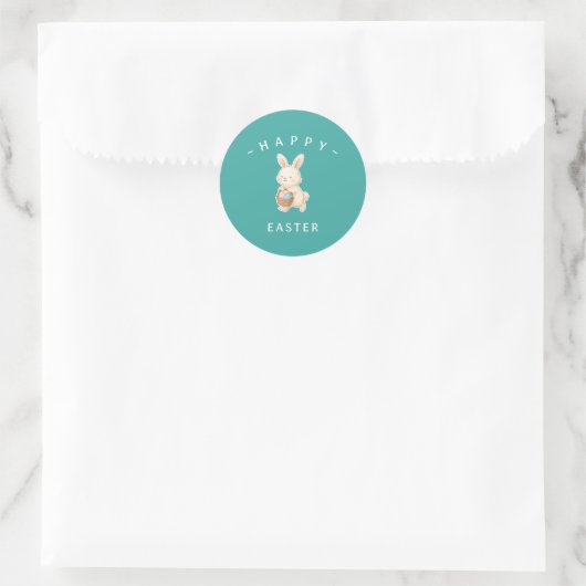 Konijn Happy Pasen Ronde Stickers (Tas)