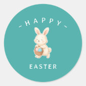 Konijn Happy Pasen Ronde Stickers (Voorkant)