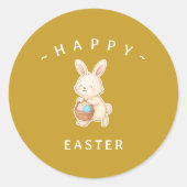 Konijn Happy Pasen Ronde Stickers (Voorkant)