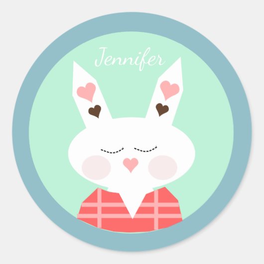 Konijn Happy Pasen Stickers (Voorkant)