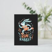 konijn hardlopen marathon loper bunny schattig briefkaart (Staand voorkant)
