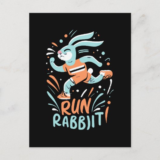 konijn hardlopen marathon loper bunny schattig briefkaart (Voorkant)