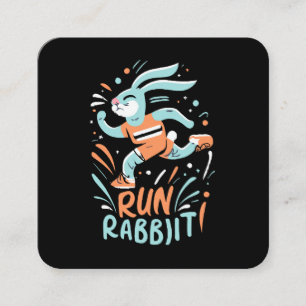 konijn hardlopen marathon loper bunny schattig vierkante visitekaartje