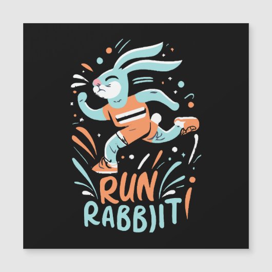 konijn hardlopen marathon loper konijntje schattig (Voorkant)