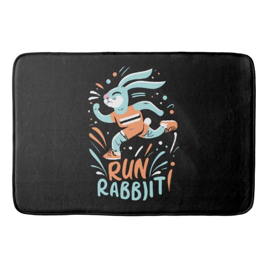konijn hardlopen marathon loper konijntje schattig badmat (Voorkant)