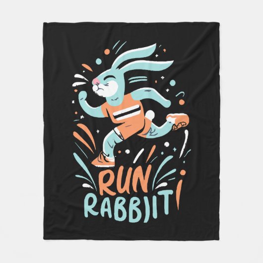 konijn hardlopen marathon loper konijntje schattig fleece deken (Voorkant)
