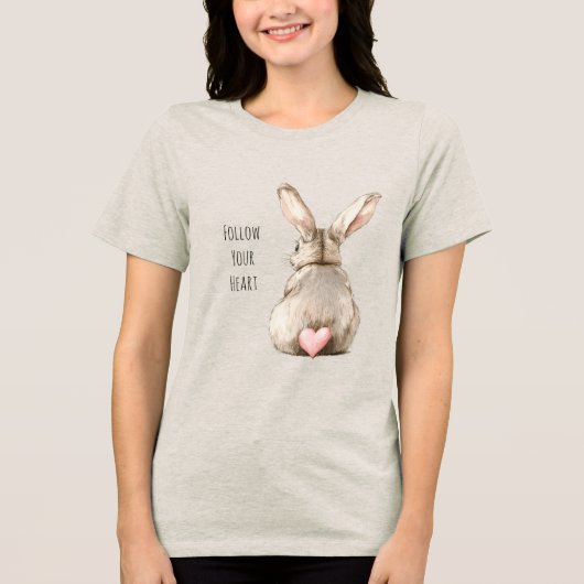 Konijn Hart Konijn Roze Tri-Blend Shirt (Voorkant)