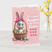 Konijn Hart Lente Kaart (Gele Bloem)