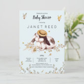 Konijn Hoed Rustieke Landelijke Baby Shower Uitnod Kaart (Staand voorkant)