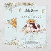 Konijn Hoed Rustieke Landelijke Baby Shower Uitnod Kaart (Voorkant / Achterkant)