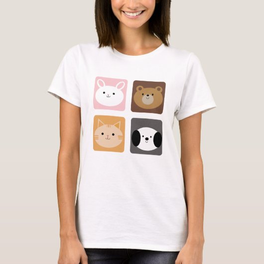 Konijn, hond, kat en Beer T-shirt (Voorkant)