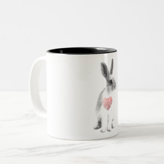 Konijn houdt van je, Mok konijnenrood hart. (Voorkant links)