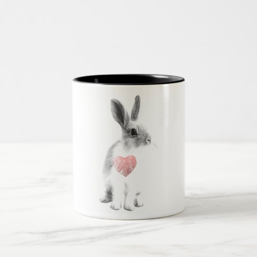 Konijn houdt van je, Mok konijnenrood hart. (Center)
