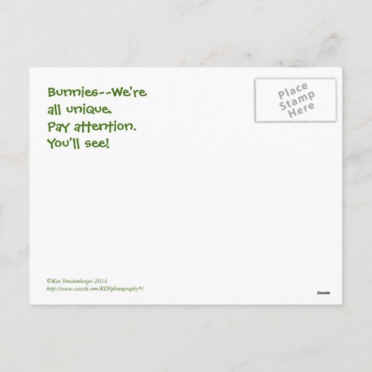 KONIJN / HUMORISTISCH BRIEFKAART (Achterkant)