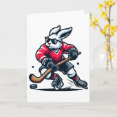 Konijn IJshockey Bunny Pasen Dag Kaart (Gele Bloem)