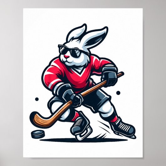 Konijn IJshockey Bunny Pasen Dag Poster (Voorkant)