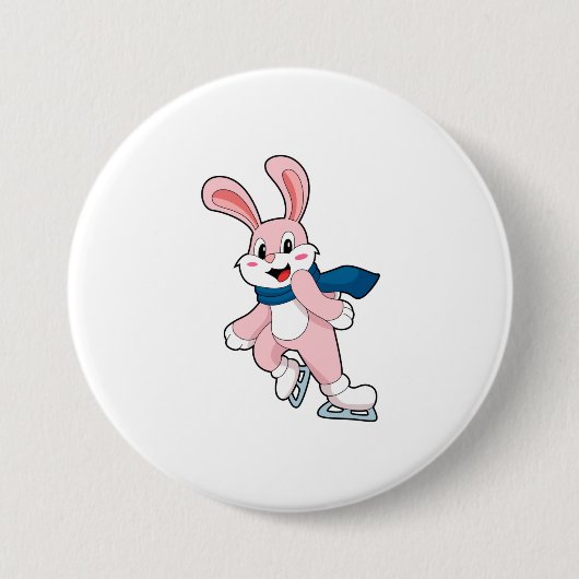 Konijn IJsschaatsen Schaatsen Ronde Button 7,6 Cm (Voorkant)