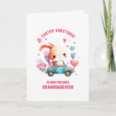 Konijn in Auto Pasen Groeten aan kleindochter Kaart (Voorkant)