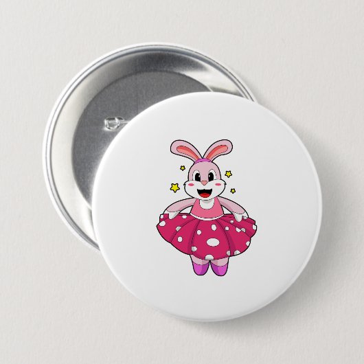 Konijn in Ballet Dance Ronde Button 7,6 Cm (Voorkant /achterkant)