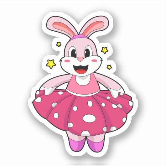 Konijn in Ballet Dance Sticker (Voorkant)