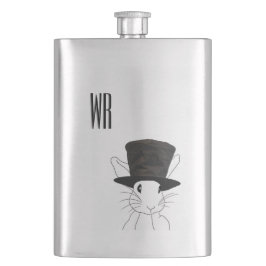 Konijn in baret met monogram heupfles