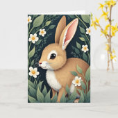 Konijn in bloei wenskaart kaart (Gele Bloem)