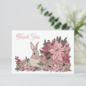 Konijn in bloemen Dank je wel Bedankkaart (Staand voorkant)