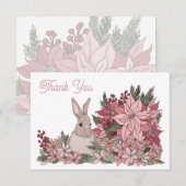 Konijn in bloemen Dank je wel Bedankkaart (Voorkant / Achterkant)