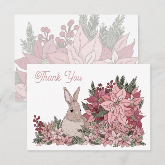 Konijn in bloemen Dank je wel Bedankkaart (Voorkant / Achterkant)