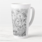 Konijn in bloemen latte mok (Rechterhoek)