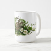 Konijn in bloemengebladerte koffiemok (Voorkant rechts)