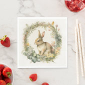 Konijn in bloemenguirlande servet (Insitu)