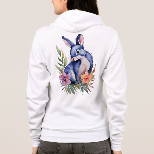 Konijn in Bloemenpatchkunst, Stijlvolle unisex zip Hoodie (Achterkant)