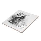 Konijn in Borstel  Zwart & Wit Tegeltje (Zijkant)