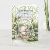 Konijn in borstkas groene bladeren bloemrijke verj kaart (Voorkant)