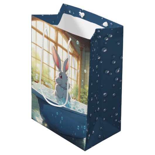 Konijn in bubbelbad medium cadeauzakje (Voorkant Gekanteld)