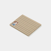 Konijn in cowboy-outfit met hoed en overall post-it® notes (Schuin)