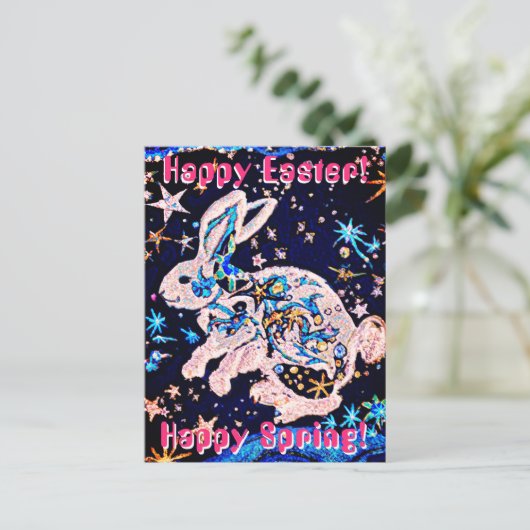 Konijn in de hemel met sterren briefkaart (Staand voorkant)