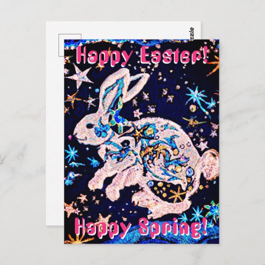 Konijn in de hemel met sterren briefkaart (Voorkant / Achterkant)