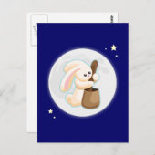 Konijn in de maan briefkaart (Voorkant / Achterkant)